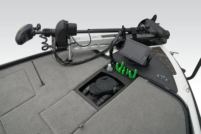 Slide: The Image of 2027 Nitro Z20 XL Pro boat deck with trolling motor and electronic display. - 6