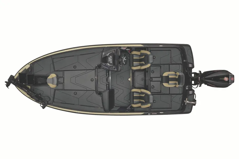 Slide: The Image of 2027 Nitro Z20 XL Pro fishing boat, top view, showcasing seating and storage layout. - 2