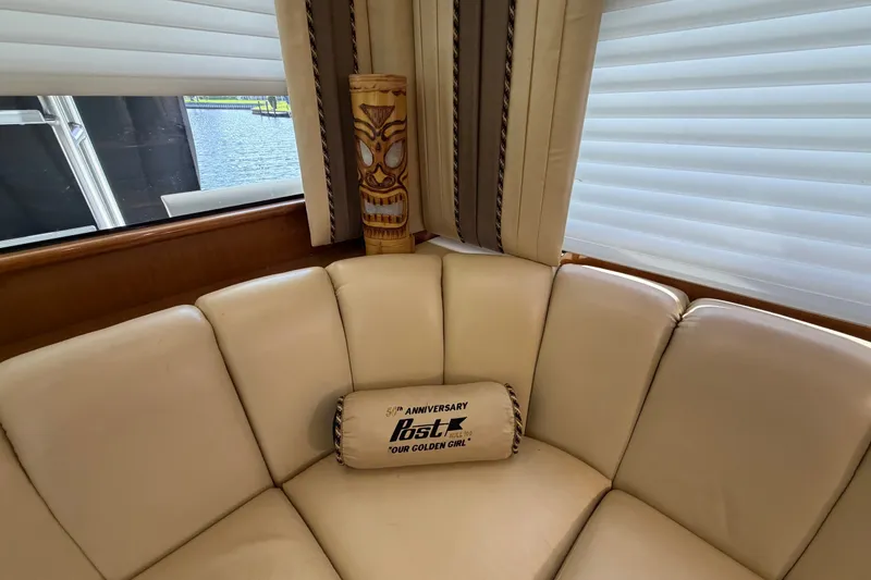 Slide: The Image of Luxurious interior of 2007 Post 50 Convertible yacht with cream leather seating and decorative accents. - 54