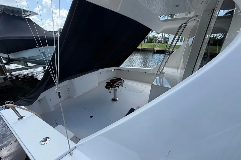 Slide: The Image of 2007 Post 50 Convertible yacht interior with open deck and water view. - 12