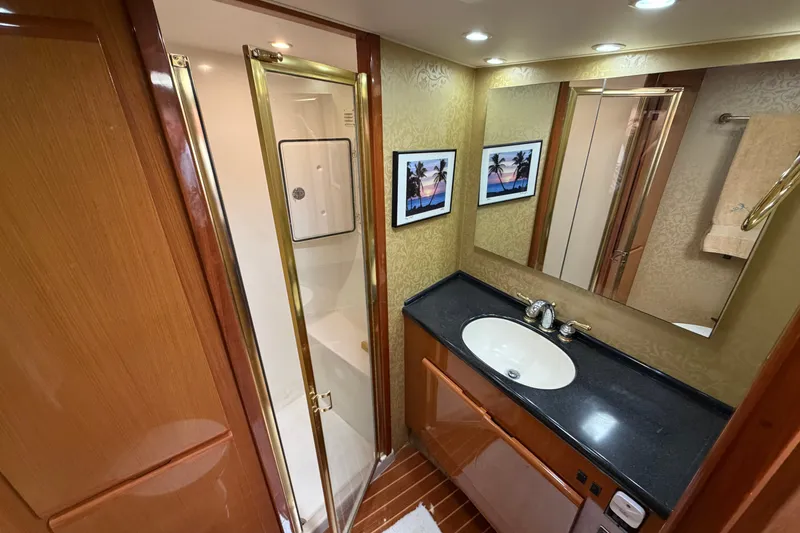Slide: The Image of Luxurious bathroom in 2007 Post 50 Convertible yacht with shower and elegant vanity. - 84