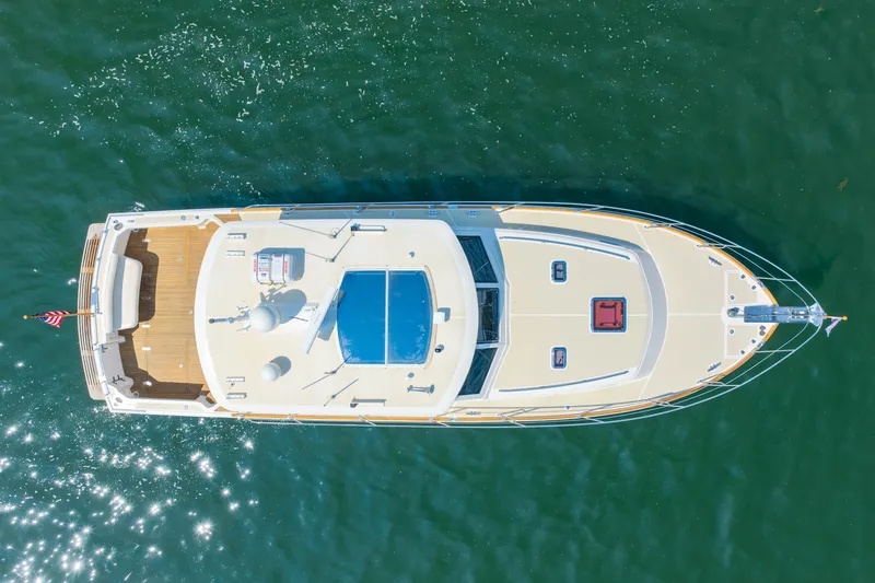 Slide: The Image of Aerial view of 2008 Grand Banks 45 Eastbay SX yacht on water. - 64