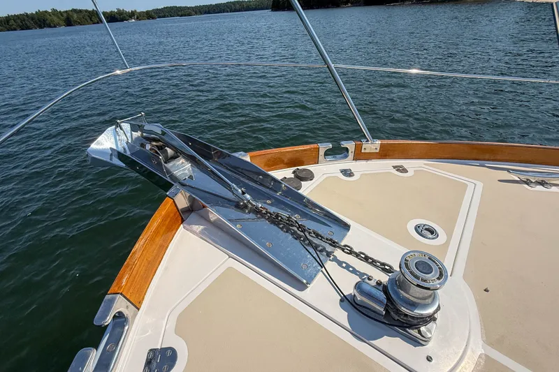Slide: The Image of Bow of 2008 Grand Banks 45 Eastbay SX yacht with anchor and winch system. - 50
