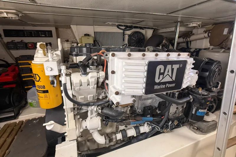 Slide: The Image of Engine room of 2008 Grand Banks 45 Eastbay SX with CAT Marine Power engine. - 54