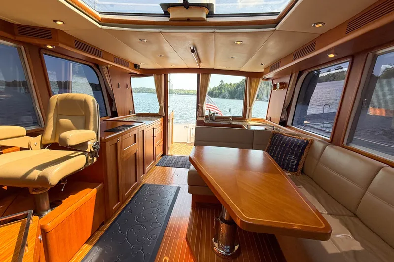 Slide: The Image of Luxurious interior of 2008 Grand Banks 45 Eastbay SX yacht with scenic water view. - 44