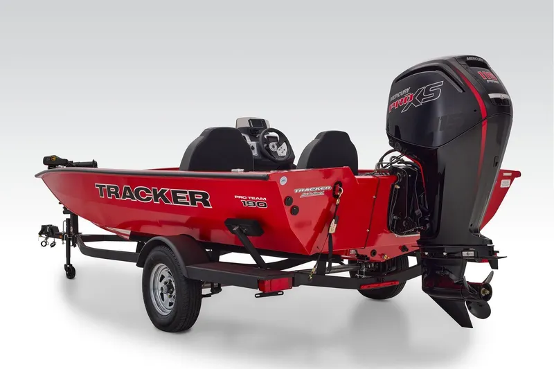 Slide: The Image of Manufacturer Provided Image: 2026 Tracker Pro Team 190 boat with Mercury Pro XS engine, red exterior. - 45