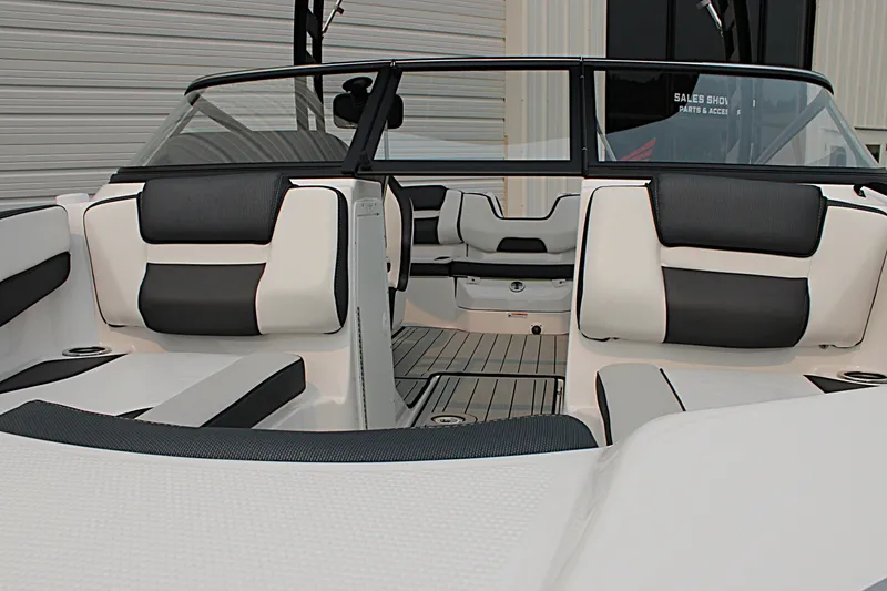 Slide: The Image of 2022 Yamaha Boats 195S interior with sleek seating and modern design. - 16