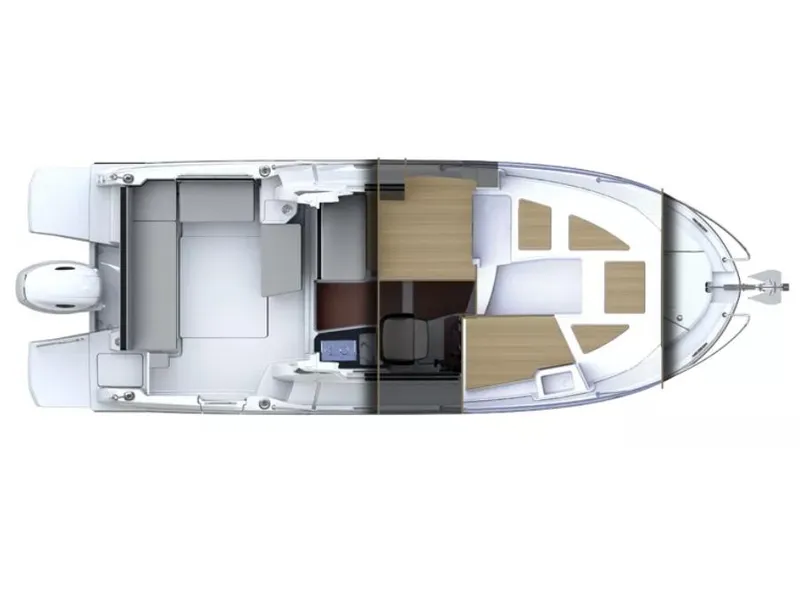 Slide: The Image of Manufacturer Provided Image: 2026 Beneteau Antares 7 Fishing boat top view, showcasing interior layout and design. - 8