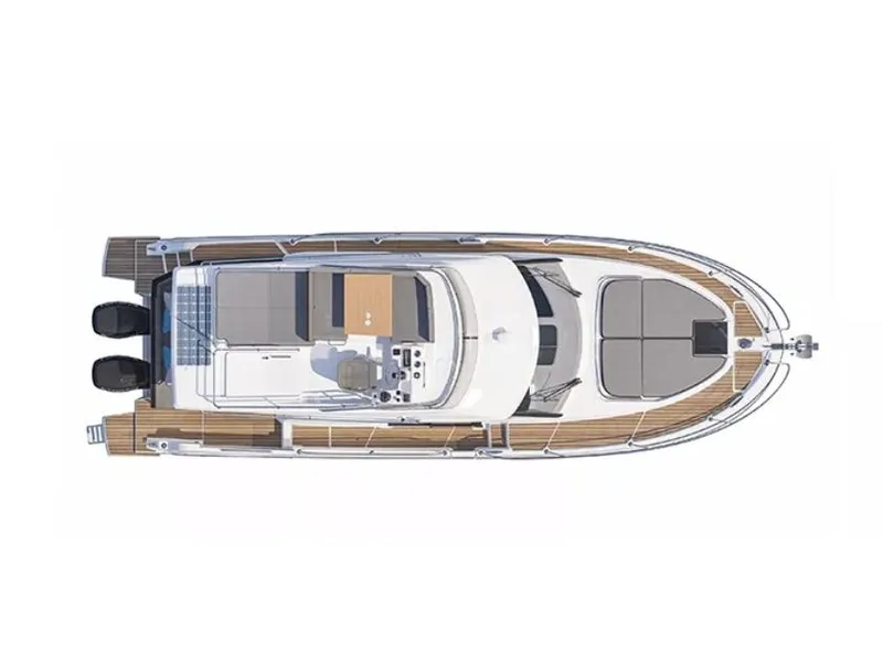 Slide: The Image of Manufacturer Provided Image: 2026 Beneteau Antares 11 Fly yacht, top view, showcasing deck layout and twin engines. - 5
