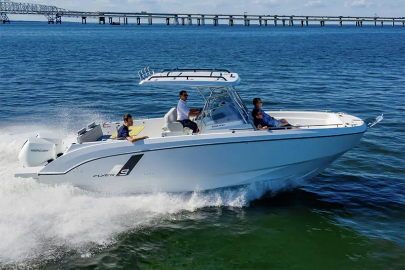 The Image of Manufacturer Provided Image: 2026 Beneteau Flyer 9 SPACEdeck cruising on open water with passengers onboard. - 0