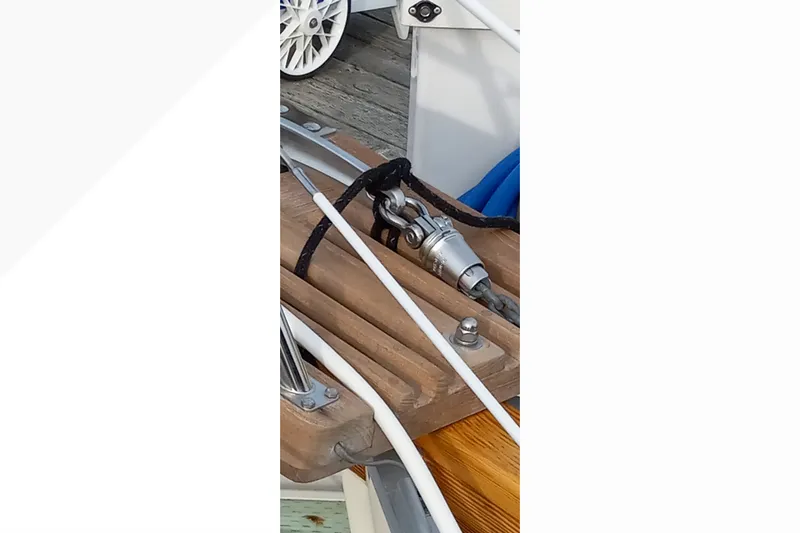 Slide: The Image of Close-up of rigging on a 2002 Pacific Seacraft Dana 24 sailboat. - 33
