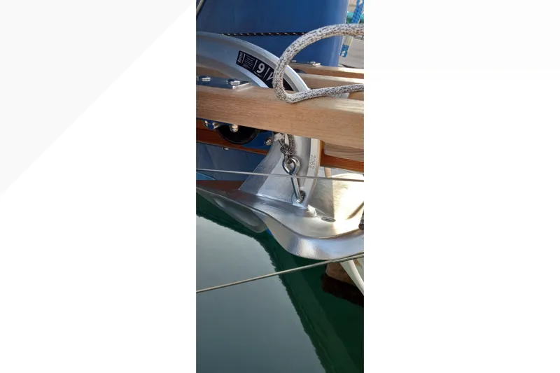 Slide: The Image of Close-up of a 2002 Pacific Seacraft Dana 24 sailboat anchor and chain detail. - 34