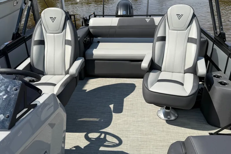 Slide: The Image of Interior of 2026 Viaggio X24 boat with modern seating and sleek design. - 4