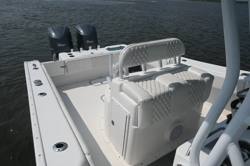 Slide: The Image of 2015 Cape Horn 31T boat with dual engines on calm water. - 19