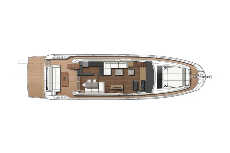 Slide: The Image of Manufacturer Provided Image: Top view of 2023 Prestige 690 yacht layout with spacious interior design. - 38