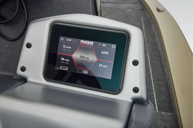 Slide: The Image of Manufacturer Provided Image: Dashboard display of 2026 Tracker Pro Team 195 boat showing engine metrics. - 42