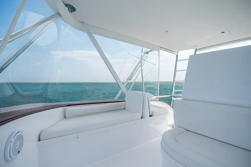 Slide: The Image of Luxurious interior of a 2010 Jamie Chadwick 61' Convertible yacht with ocean view. - 62