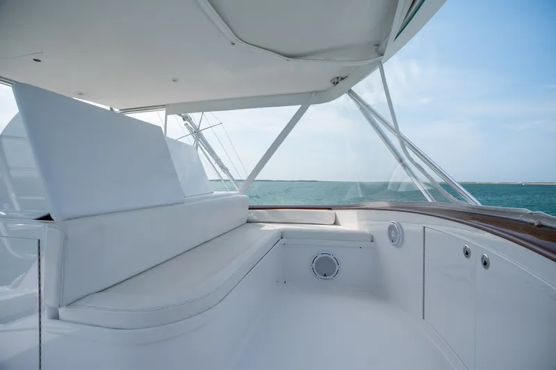 Slide: The Image of Luxurious seating area on a 2010 Jamie Chadwick 61' Convertible yacht. - 61