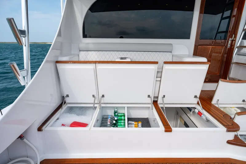 Slide: The Image of Luxurious 2010 Jamie Chadwick 61' Convertible yacht with open storage compartments on deck. - 25