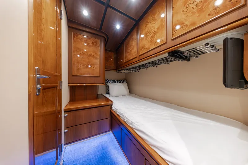 Slide: The Image of Luxurious wooden cabin interior of 2010 Jamie Chadwick 61' Convertible yacht. - 83