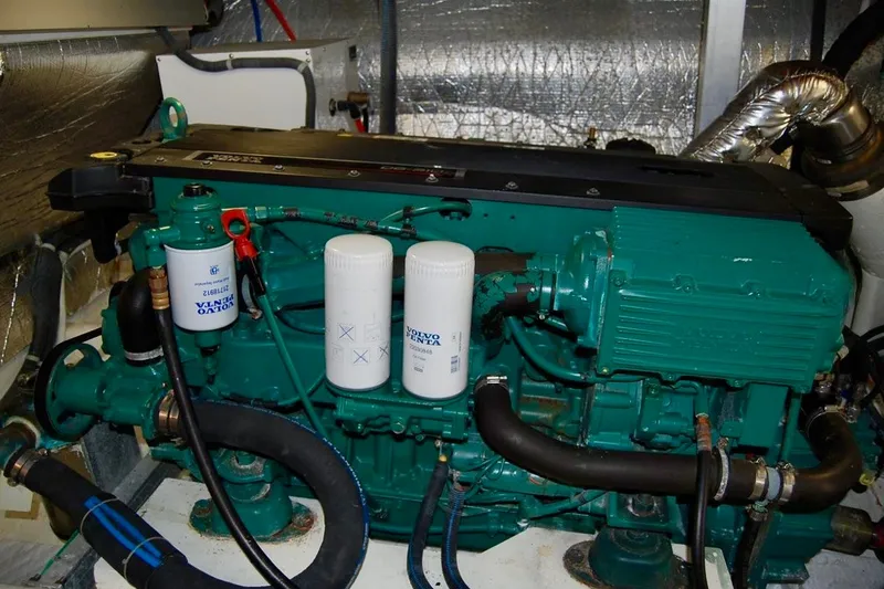 Slide: The Image of Engine room of a 2007 Navigator 44 Classic yacht with Volvo Penta components. - 49