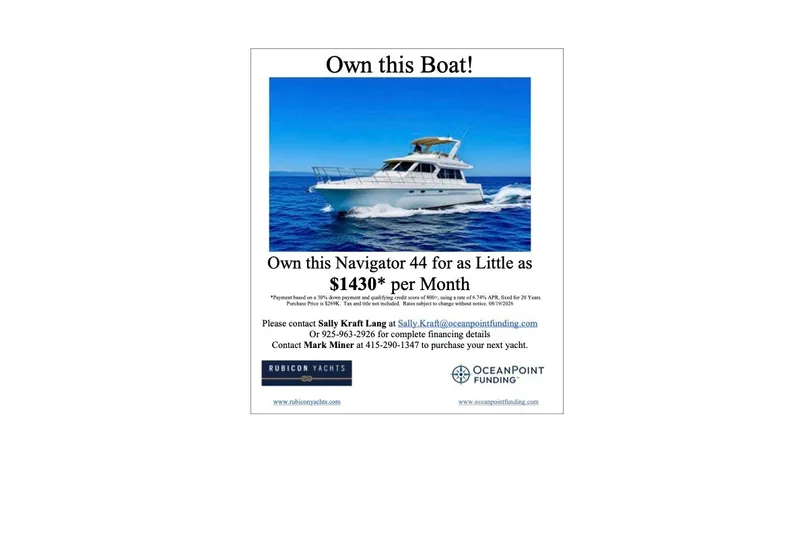 Slide: The Image of Ad for 2007 Navigator 44 Classic yacht, available for $1430 per month. - 60