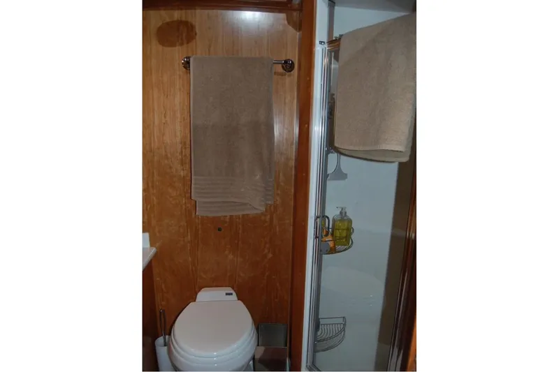 Slide: The Image of Bathroom interior of 2007 Navigator 44 Classic yacht with shower and toilet. - 29