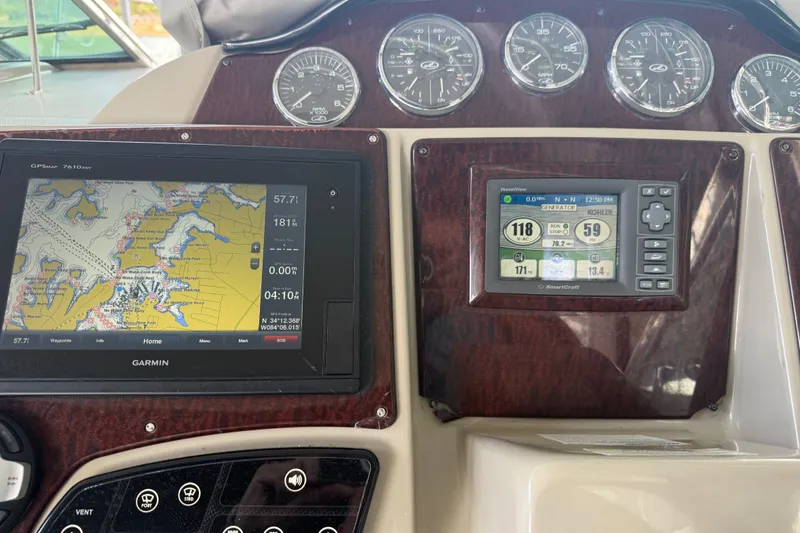 Slide: The Image of Dashboard of a 2011 Sea Ray Sundancer 350 with Garmin GPS and SmartCraft display. - 11