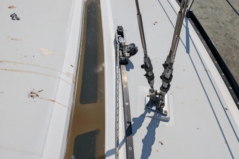 Slide: The Image of Deck of 2005 C&C 115 sailboat showing rigging and fittings. - 28