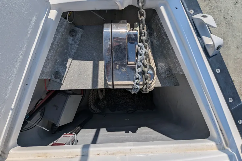 Slide: The Image of Anchor locker of a 2005 C&C 115 sailboat with chain and rope. - 30