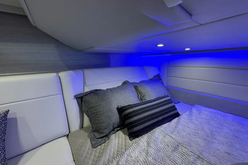 Slide: The Image of Luxurious cabin interior of 2026 Formula 360 Crossover Bowrider I/O with ambient lighting. - 167