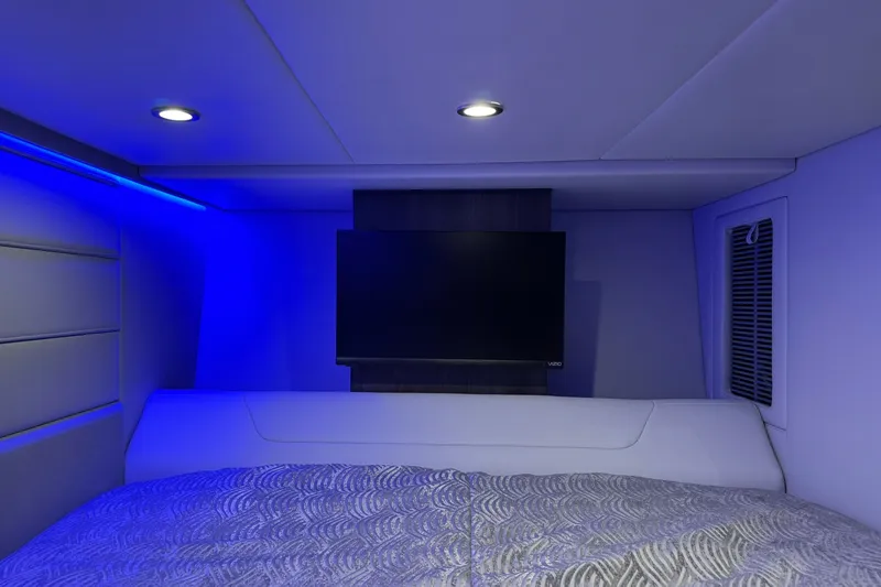 Slide: The Image of Interior of 2026 Formula 360 Crossover Bowrider I/O with modern lighting and TV. - 161