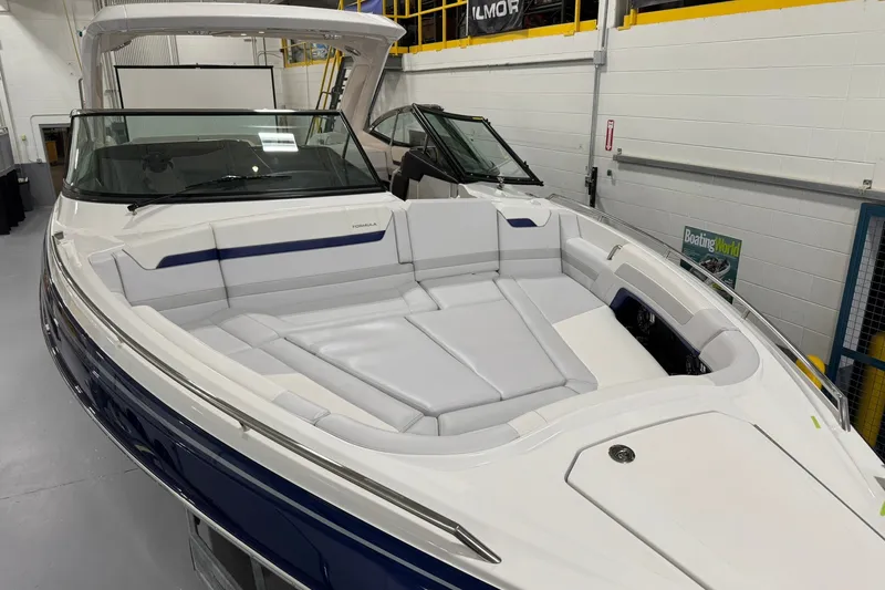 Slide: The Image of 2026 Formula 360 Crossover Bowrider I/O with sleek design and spacious seating. - 127