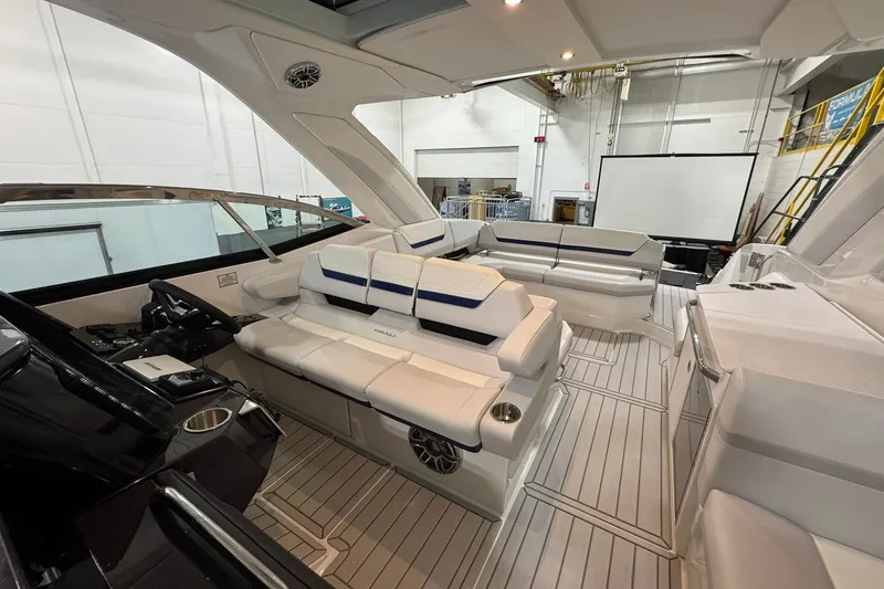 Slide: The Image of 2026 Formula 360 Crossover Bowrider I/O interior with luxurious seating and modern design. - 86