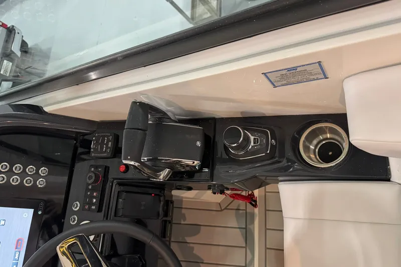 Slide: The Image of Interior cockpit view of 2026 Formula 360 Crossover Bowrider I/O with modern controls. - 78