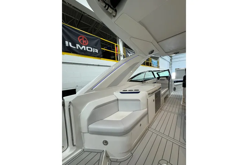 Slide: The Image of Interior view of 2026 Formula 360 Crossover Bowrider I/O, showcasing sleek seating and modern design. - 30