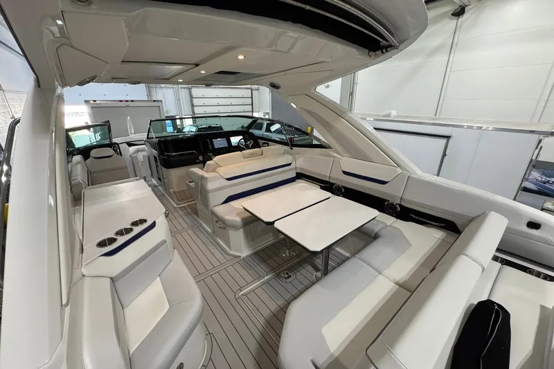 Slide: The Image of 2026 Formula 360 Crossover Bowrider I/O interior with luxurious seating and modern design. - 65