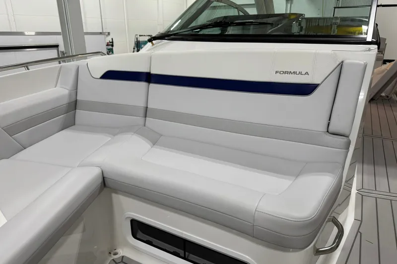 Slide: The Image of 2026 Formula 360 Crossover Bowrider I/O interior seating with sleek, modern design. - 106