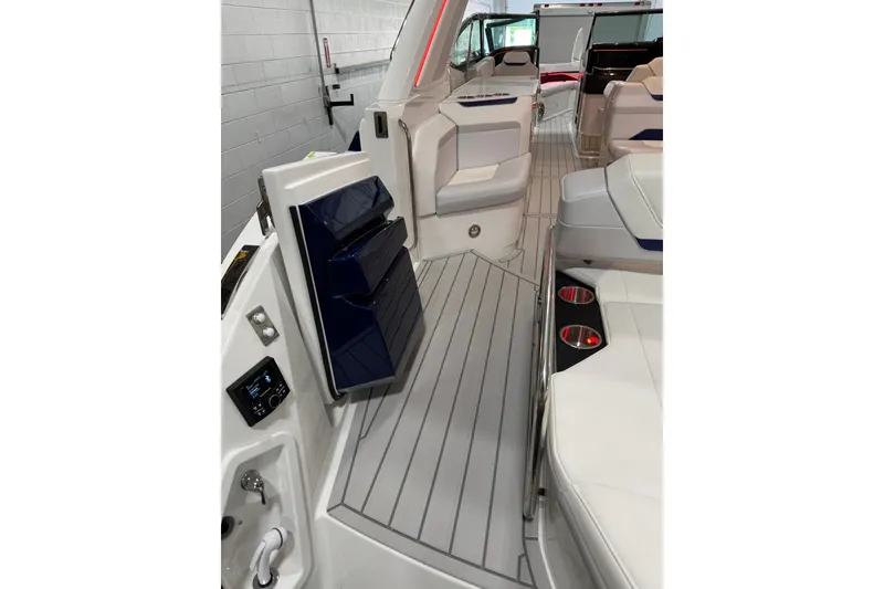 Slide: The Image of 2026 Formula 360 Crossover Bowrider I/O interior with sleek seating and modern design features. - 28