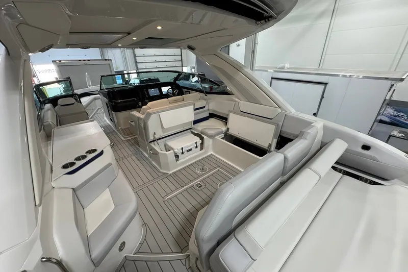 Slide: The Image of Luxurious interior of 2026 Formula 360 Crossover Bowrider I/O with spacious seating and modern design. - 55
