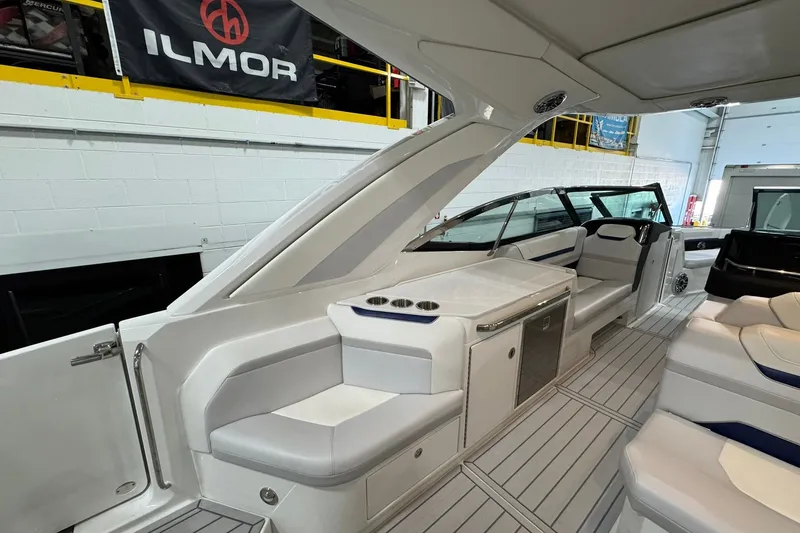 Slide: The Image of 2026 Formula 360 Crossover Bowrider I/O interior with sleek seating and modern design. - 42
