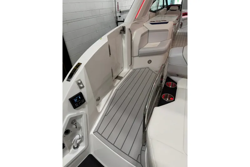 Slide: The Image of 2026 Formula 360 Crossover Bowrider I/O interior with sleek seating and modern controls. - 23
