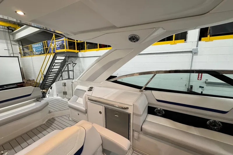 Slide: The Image of 2026 Formula 360 Crossover Bowrider I/O interior with sleek seating and modern design. - 41