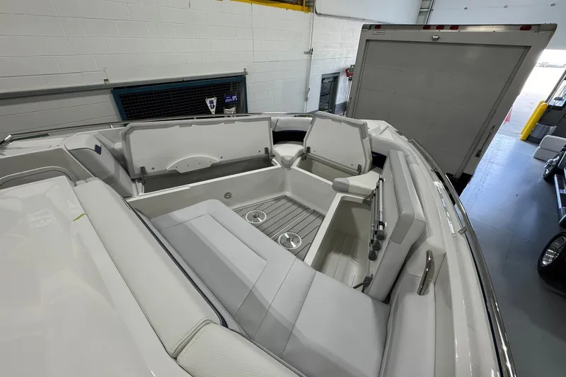 Slide: The Image of 2026 Formula 360 Crossover Bowrider I/O interior with sleek seating and modern design. - 116