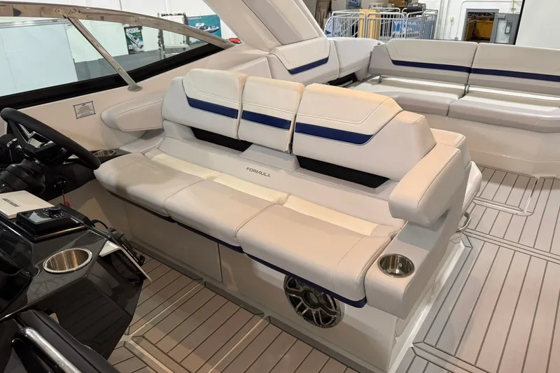 Slide: The Image of 2026 Formula 360 Crossover Bowrider I/O interior with luxurious seating and modern design. - 85