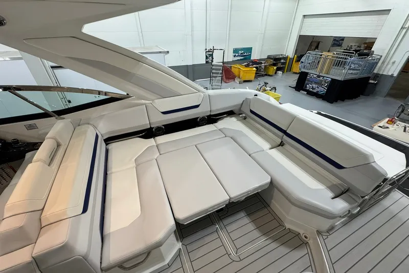 Slide: The Image of Luxurious seating area on 2026 Formula 360 Crossover Bowrider I/O boat. - 64