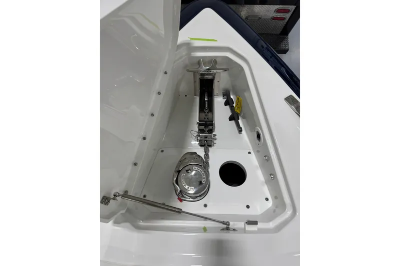 Slide: The Image of 2026 Formula 360 Crossover Bowrider I/O anchor compartment detail. - 194