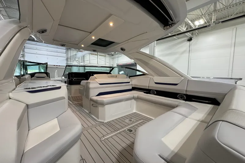 Slide: The Image of 2026 Formula 360 Crossover Bowrider I/O interior with luxurious seating and modern design. - 50