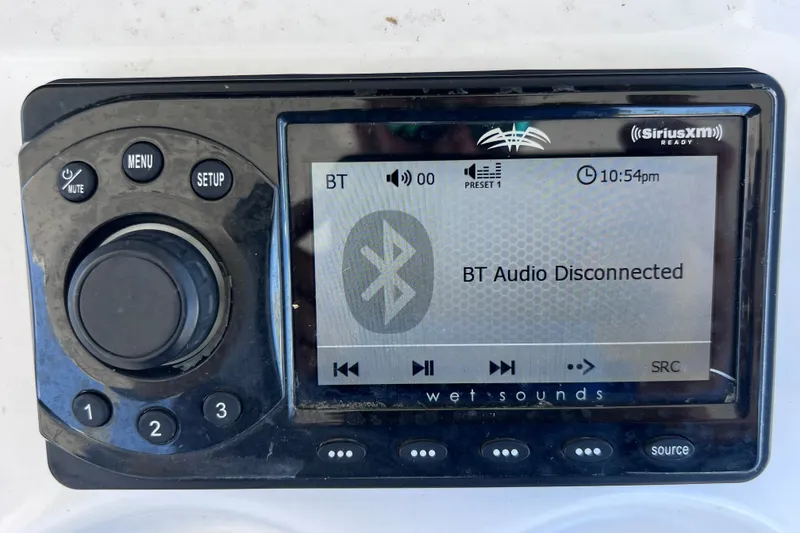 Slide: The Image of 2022 Sea Pro 320 DLX Offshore audio system displaying Bluetooth disconnected message. - 62