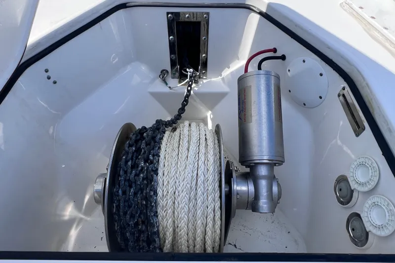 Slide: The Image of Anchor winch system on 2022 Sea Pro 320 DLX Offshore boat. - 72
